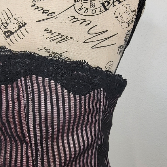 Cacique Sensual Corset Top 14/16 Pink Black Lace Up Boning Lace Overlaid - Picture 3 of 9